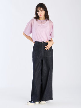 To b. by agnès b. 【Outlet】シアー ニット メッセージ プルオーバー "j'adore paris" パープル系その他