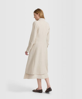 FEMME ウィメンズ リネン スタンドカラー フロックコート "Redingote" ブラウン系その他