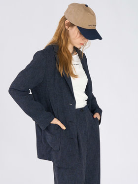 To b. by agnès b. ミックスツイード テーラードジャケット ネイビー