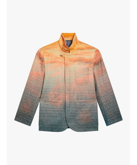 HOMME メンズ メンズ サンセットプリント 長袖 ジップアップジャケット ブラック