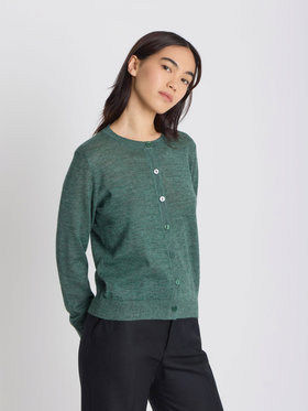 FEMME ウィメンズ アルパカ 長袖 カーディガン "Scilly" グリーン