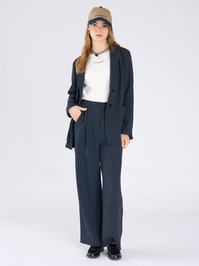 To b. by agnès b. ミックスツイード テーラードジャケット ネイビー