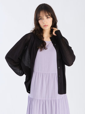 To b. by agnès b. 【Outlet】シアー ラグランスリーブ ニット カーディガン ブラック
