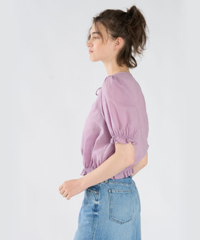 To b. by agnès b. コットン シフォン パフィー 半袖 ブラウス パープル系その他