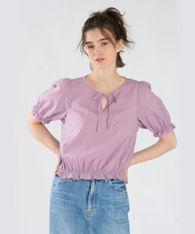 To b. by agnès b. コットン シフォン パフィー 半袖 ブラウス パープル系その他