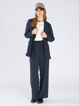 To b. by agnès b. ミックスツイード テーラードジャケット ネイビー