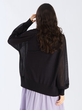 To b. by agnès b. 【Outlet】シアー ラグランスリーブ ニット カーディガン ブラック