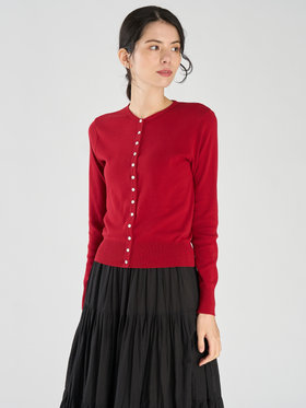 FEMME ウィメンズ コットン 長袖 カーディガンプレッション "Swing Nacre" レッド