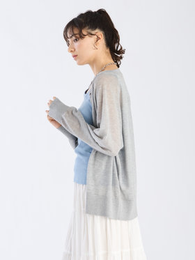 To b. by agnès b. 【Outlet】シアー ラグランスリーブ ニット カーディガン グレー