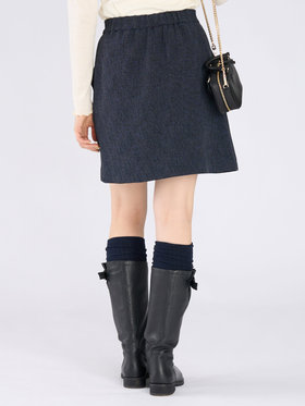 To b. by agnès b. ミックスツイード ラップスカート ネイビー