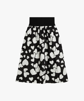 FEMME ウィメンズ ハート プリント コットン フレア スカート ブラック