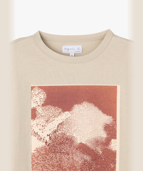 FEMME ウィメンズ オーガニックコットン 長袖 アーティストTシャツ"Aurore de la Marinerie" ブラウン