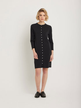 FEMME ウィメンズ ジャージー 7分袖 カーディガンワンピース ブラック