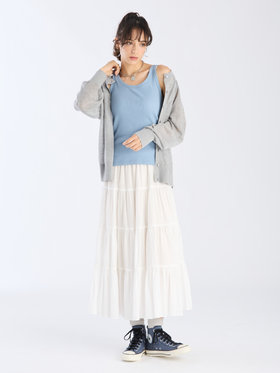 To b. by agnès b. 【Outlet】シアー ラグランスリーブ ニット カーディガン グレー