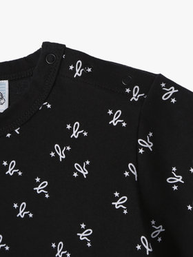 ENFANT ベビー ベビー 総柄プリント オーガニックコットン 半袖Tシャツ ブラック