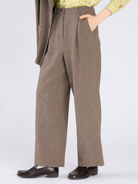 To b. by agnès b. ミックスツイード タックパンツ ベージュ