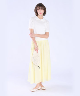 To b. by agnès b. コットン タック ステッチ 半袖 ニット プルオーバー ホワイト