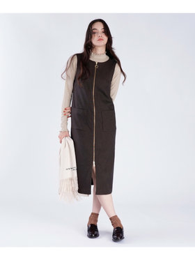 To b. by agnès b. 【Outlet】フロントジッパー ロング ジャンパーワンピース ブラウン