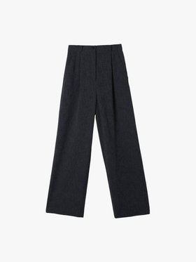 To b. by agnès b. ミックスツイード タックパンツ ネイビー