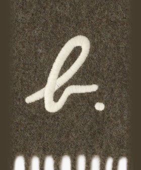 HOMME メンズ メンズ "b." 刺繍 マフラー カーキ