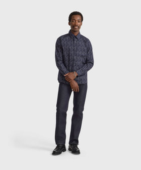 HOMME メンズ メンズ プリント コットン 長袖 シャツ "Andy" ブルー系その他