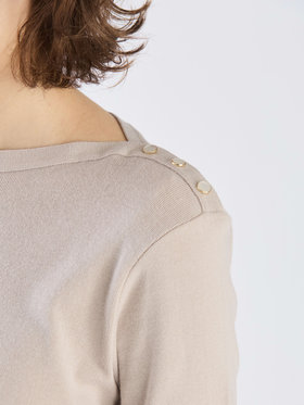 FEMME ウィメンズ 【Outlet】コットン ニット 7分袖 ボートネック プルオーバー "Badiane" グレー系その他