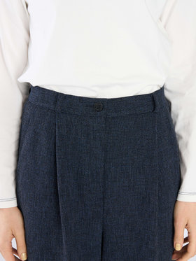 To b. by agnès b. ミックスツイード タックパンツ ネイビー