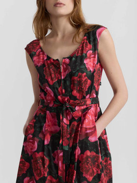 FEMME ウィメンズ フローラルプリント コットン ノースリーブ ワンピース "Clara" ピンク