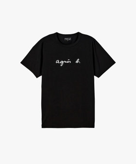 HOMME メンズ メンズ ロゴプリント コットン 半袖 Tシャツ "Coulos" ブラック