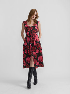 FEMME ウィメンズ フローラルプリント コットン ノースリーブ ワンピース "Clara" ピンク