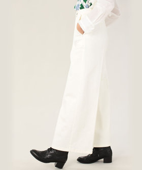 To b. by agnès b. ホワイト デニム ワイドパンツ ホワイト