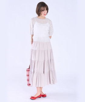 To b. by agnès b. コットン フォーティアード スカート ライトグレー