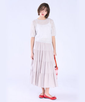 To b. by agnès b. コットン フォーティアード スカート ライトグレー