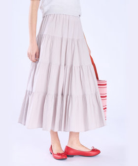 To b. by agnès b. コットン フォーティアード スカート ライトグレー