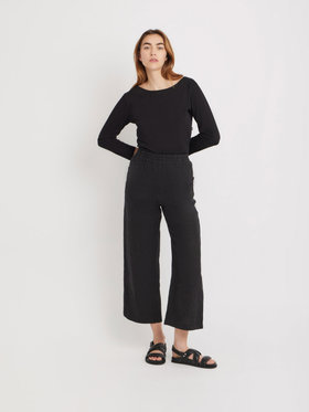 FEMME ウィメンズ リネン ロング ワイドパンツ ”New Moulin” ブラック