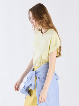 To b. by agnès b. 【Outlet】ロゴ プリント コットン マカロン Tシャツ イエロー