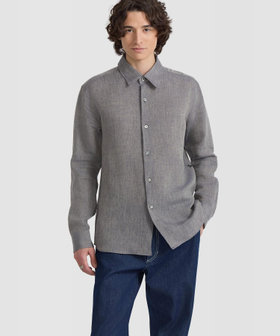 HOMME メンズ メンズ リネン 長袖 シャツ "Thomas" グレー