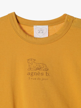 ENFANT ベビー ベビー ロゴ コットン 半袖 Tシャツ Agneau マスタード