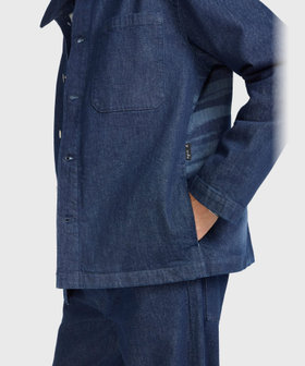 HOMME メンズ メンズ  コットン 長袖 オーバーシャツ ネイビー