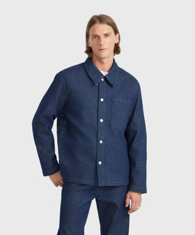 HOMME メンズ メンズ  コットン 長袖 オーバーシャツ ネイビー