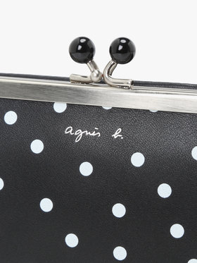 VOYAGE ウィメンズ バッグ＆ウォレット ドット レザー がま口 ウォレット ”Irene” PAW07A-01 ブラック