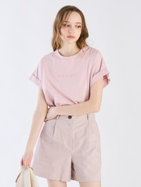 To b. by agnès b. ロゴ プリント コットン マカロン Tシャツ ペールピンク