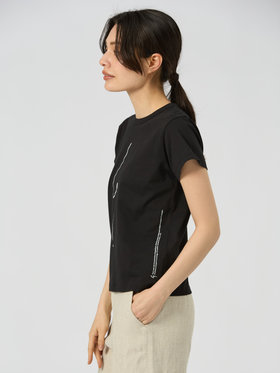FEMME ウィメンズ アイコニック コットン 半袖 Tシャツ ”Point d'ironie” ブラック