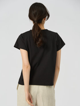 FEMME ウィメンズ アイコニック コットン 半袖 Tシャツ ”Point d'ironie” ブラック