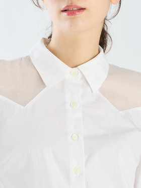 FEMME ウィメンズ コットンギャバジン カウボーイシャツ "Givre" ホワイト