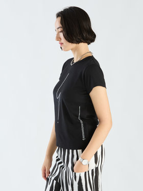 FEMME ウィメンズ アイコニック コットン 半袖 Tシャツ ”Point d'ironie” ブラック