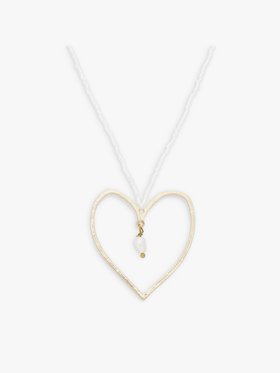 FEMME ウィメンズ ハートモチーフ 淡水パール ガラスビーズ ネックレス ”Lexie” ゴールド