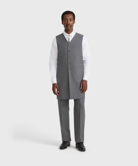 HOMME メンズ メンズ ウール ロングジレ "Lee" グレー