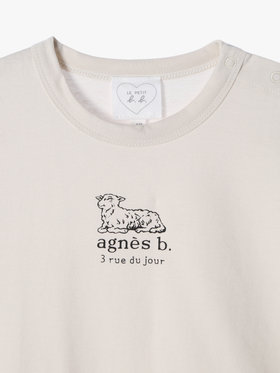 ENFANT ベビー ベビー ロゴ コットン 半袖 Tシャツ Agneau ベージュ
