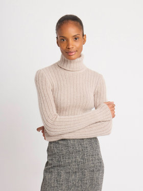 FEMME ウィメンズ 【Outlet】リブ タートルネック 長袖 ニット プルオーバー "Siberie" ベージュ